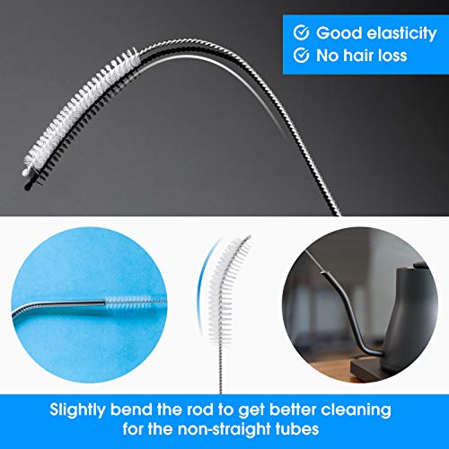10 Piece Stainless Steel Straw Cleaning Brush Set - Durable Nylon Bristles - Multi-Size for Reusable Straws, Sippy Cups, and Narrow Neck Containers - color: Black