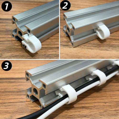 20PCS Plastic Cable Clips,Cable Zip, Wire Clips, T-Slot Extruded Profile Accessories for EU Standard 4040 Series Aluminum, Linear Rail Cord Organizer for 3D Printer Parts CNC DIY - color: 4040 Series White
