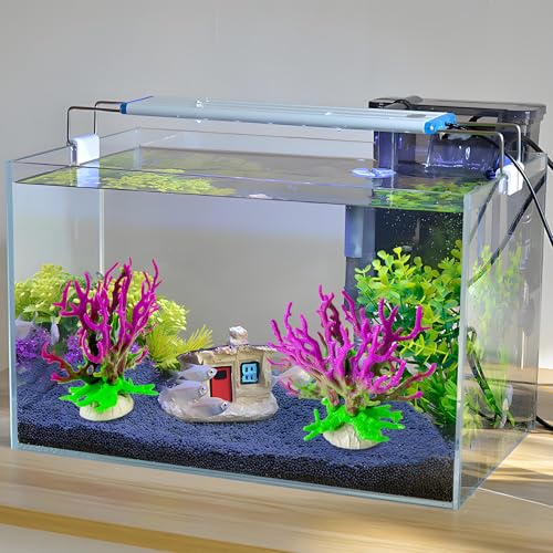 kathson Artificial Coral Ornament Resin Coral Decor for Fish Tank Underwater Sea Plants Decorations Aquarium Landscape (Purplish Green) - size: 2PCS,Purplish Green