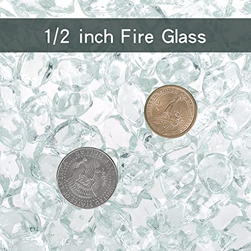 Onlyfire 1/2-Inch Polygon Fire Glass, 10 Pound Pack Glass Rock for Fireplace Fire Pit & Lanscaping, High Luster Crystal - color: Crystal, size: 1/2 inch
