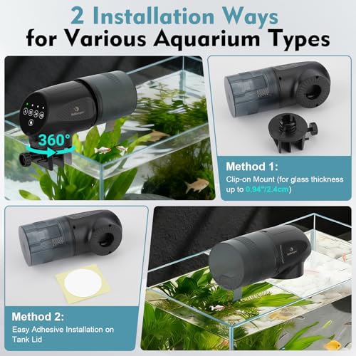 fishkeeper Automatic Fish Feeder for Aquarium: Moisture-Proof Auto Feeders Dispenser for Small Tank Turtle Betta Koi - Battery Food Feeding Timer for Flakes Pellet Vacation Weekend Day - size: 200ML