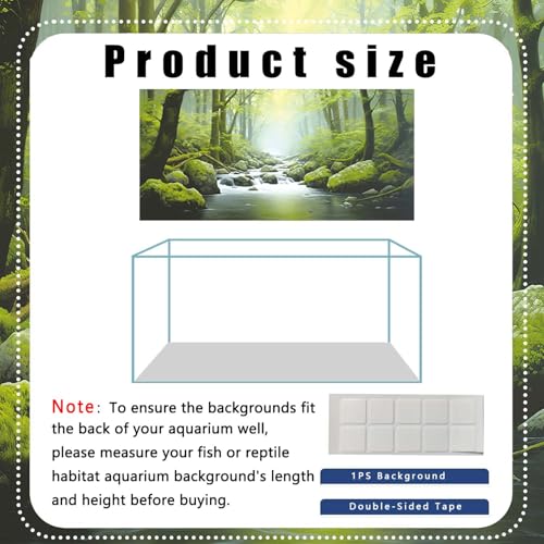 30X12IN Tropical Forest Terrarium Background, Natural Green Forest Tree Reptile Habitat Background, Misty Rainforest Aquarium Background, with 8 EVA Double-Sided Tape - color: Forest, size: 30X12in/75X30cm