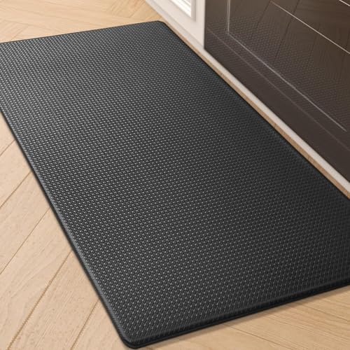 Color&Geometry Anti Fatigue Cushion Kitchen Mat for Floor -17"x29",Easy Clean, Water & Oil Proof, Anti Slip, Foam Rubber Runner Rug for Front Sink Comfort Standing,Black - color: Black, size: 29"L x 17"W x 0.4"Th