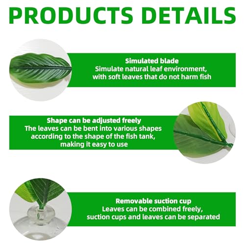Betta Fish Plant Hammock - Aquarium Floating Leaf Decor with Suction Cup Beta Fish Hideout for Resting Simulating Habitat
