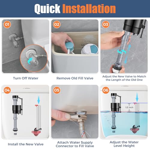 Universal Toilet Flusher Replacement Kit, Water-Saving & Height Adjustable Fill Valve, 2-Inch Flapper, Quiet & Anti-Siphon Toilet Repair Kit Inside Tank, Easy to Install (Red, 1-Pack) - color: Red