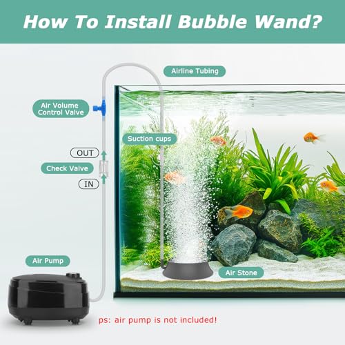 hygger Aquarium Air Stone, Fish Tank Bubbler Aerator with Stainless Steel Base, Oxygen Diffuser for Nano Air Pumps Hydroponics Small Ponds and Fish Tanks - size: 1.6 inch