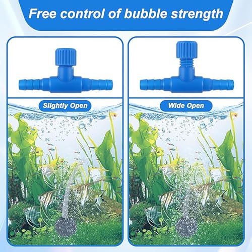 12PCS 3/16 inch ID Aquarium Air Control Valve 4mm Oxygen Tube Blue Single Way Plastic Air Flow Control Regulator Fish Aquarium Air Pump Accessories