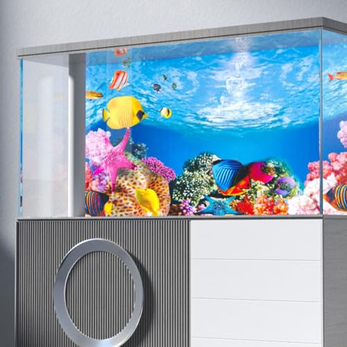 YUANGUANGUANDouble Sided Fish Tank Background 12 x 20 Inches for Fish Tanks Aquarium Backgrounds Decorative Poster Paper Sticker Waterproof Fish Tank Wallpaper