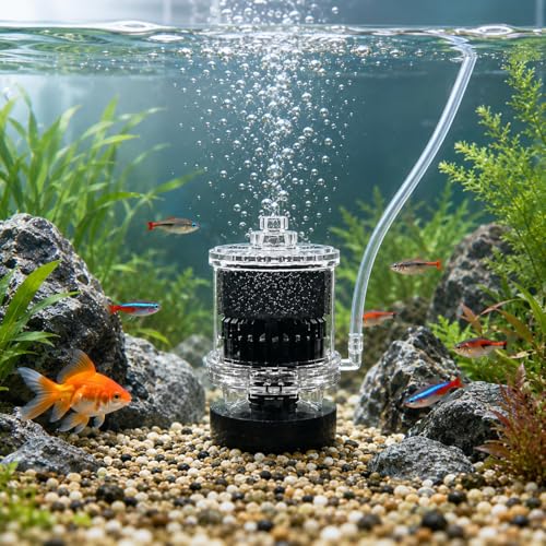 Ultra Silent Sponge Fish Tank Filter, 4-in- 1 Mini Aquarium Built-in Filter, Filtration & Oxygenation & Circulation Suitable for 1-20Gallon Fish Tanks
