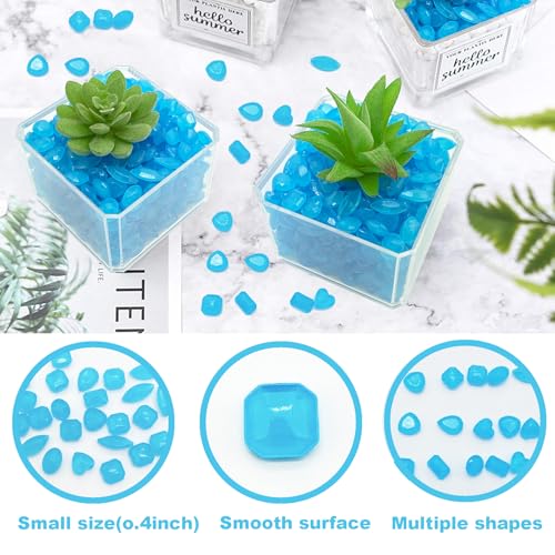 1000PCS Luminous Stone Glow Stones Glow in The Dark Rocks Outdoor for Walkway Backyard Pathway Lawn Aquarium Potted Plant Flower Decor,Blue - size: 1000, style: Blue