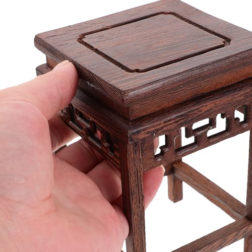HOMSFOU Chicken Wenge Wooden Flower Stand Small Indoor Plant Holder Vase Display Rack Chinese Style Decorative Base 5.51X3.54X3.54 Inches - size: 14X9CM