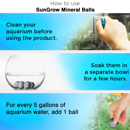 SunGrow 20 Pack Betta Fish Water Conditioner Ball, Aquarium Mineral Supplement for Fish Tank Clarity, Improve Water Quality Balance, Safe Ionic Support, 0.5 Inch Sphere