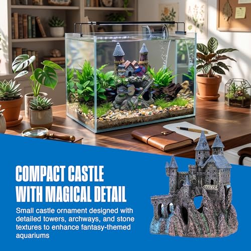 Penn-Plax Age-of-Magic Enchanted Castle Aquarium Decoration – Safe for Freshwater and Saltwater Fish Tanks – Small - size: Small