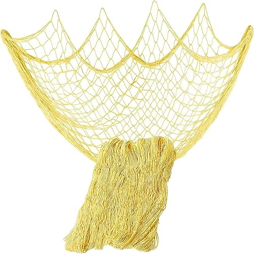 79 x 59 inch Nature Fish Net Wall Decoration with Shells, Ocean Themed Wall Hangings Fishing Net for Beach Party,Wedding,Photographing Decoration - color: 1pack Yellow(no Shells)