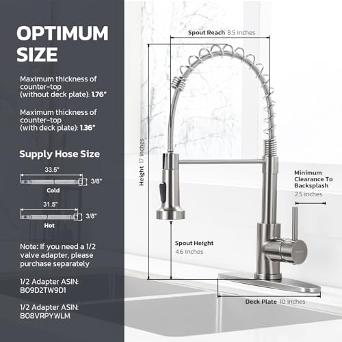 WEWE Kitchen Sink Faucet with Soap Dispenser, Kitchen Faucet with Pull Down Sprayer Stainless Steel Single Handle High Arc Pull Out Brushed Nickel Faucet for Bar Laundry RV Utility Sink - color: Brushed Nickel, style: Vintage