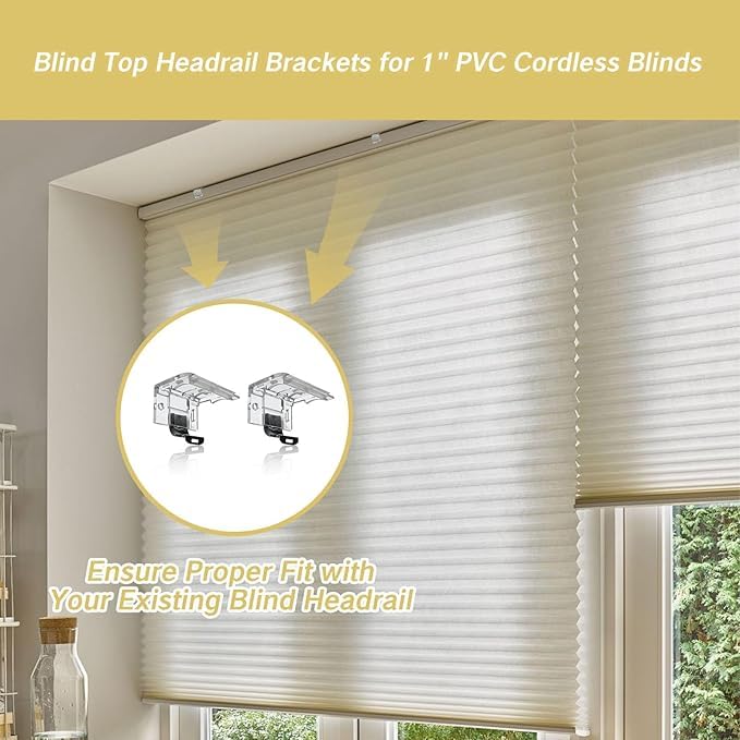 4 PCS Replacement Brackets for Cordless Blinds Metal Clip Mounting Bracket 1" (25mm) PVC Honeycomb Pleated Shades Window Shade Holder Hardware Plastic Headrail Easy Installation - color: 4 PACK