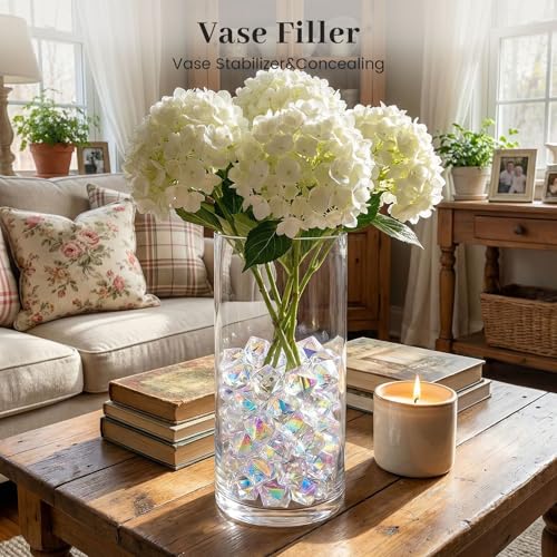 DomeStar 550PCS Bright Clear Vase Fillers, Small Acrylic Fake Ice Rocks Gems Crystals Diamonds Table Centerpiece Fish Tank Table Scatter Photography Props Display (0.4 * 0.6) - color: Bright Clear