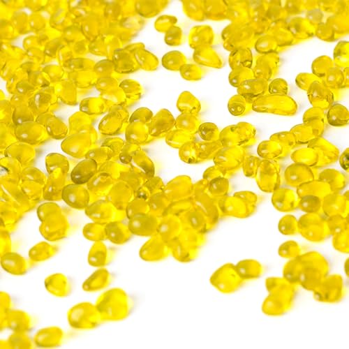 1 Lb (460 g) Yellow Sea Glass Stones Irregular Rainbow Glass Pebble Decorative Rock Quartz Tumbled Gemstone Chips for Aquarium Decoration/Vase Filler/Jewelry Making/Handwork Craft/Gems Display - color: Yellow