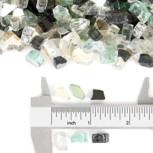 Stanbroil 10-Pound Blended Fire Glass - 1/4 inch Reflective Tempered Fire Glass Blended Onyx Black, Platinum, Light Green Reflective for Indoor and Outdoor Gas Fire Pits and Fireplaces - color: Onyx Black, Platinum, Light Green, size: 1/4"