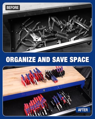 WORKPRO 4-Pack Plier Organizer Rack, Pliers Holder and Cutter Organizers with Non-Slip Rubber Base, 40-Slot Tool Box Organizer, Tool Drawer Organizer, Tool Storage, Plier Rack (Pliers Not Included) - color: Black &Red, size: 4 Pack