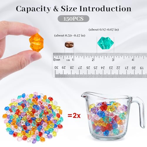 DomeStar 150PCS Multicolored Acrylic Fake Gems, Crushed Ice Rocks Pirate Treasure Jewels Vase Fillers, Table Scatter, Sensory Bin Filler, Photo Props, Pirate Party Favors Easter Decor - color: Multicolor