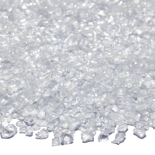 Crushed Glass for Resin Art, DIY Crafts, and Home Decor - 2.1LB White Broken Glass Pieces 3-6mm, for Vase Fillers, Tabletop Fire Pit, and Aquarium Rocks - color: White