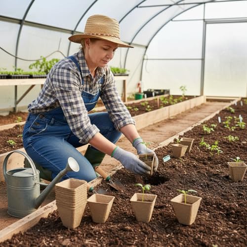 YESIACE 126 Packs Square Peat Pots, 3.15 Inch Seed Starting Pots with Drainage Holes Square Nursery Pot,Biodegradable Eco-Friendly Round Plant Seed Starter Peat Germination Seedling Trays - size: 3.15 inch Square