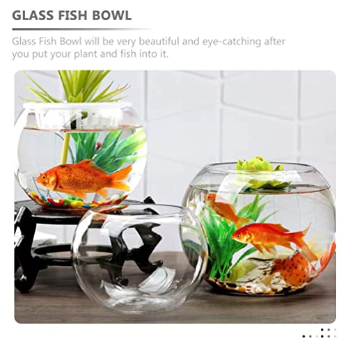 GANAZONO 7.08 Inch Small Glass Fish Bowl Round Fish Tank Desktop Aquarium Clear Glass Goldfish Bowl Hydroponic Planter for Home Office Garden Decor - size: 18x18cm