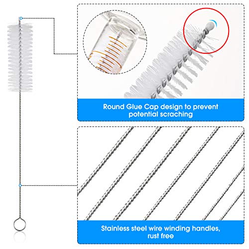 10 Piece Stainless Steel Straw Cleaning Brush Set - Durable Nylon Bristles - Multi-Size for Reusable Straws, Sippy Cups, and Narrow Neck Containers - color: Black
