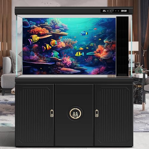 Underwater Aquarium Background Vibrant Coral Reef and Tropical Fish Terrarium Background Deep Ocean Aquatic Marine Plants Fish Tank Backdrop Poster Wallpaper Decorations Vinyl 24x12in - color: Marine Red, size: 24(W)x12(H)in