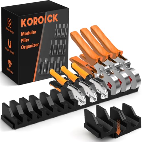 Magnetic Plier Organizer - Expandable Multiple Spacing Modular Tool Box Organizers, Tool Drawer Organizer, Tool Storage, Plier Rack - 12 Holders