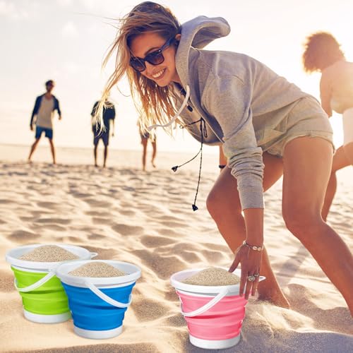 MiniInflat 3 Pcs 3l Summer Collapsible Beach Toy Sand Bucket Silicon Pails Foldable Collapsible Beach Bucket for Sea Party Supplies Water Baskets Kit Tool for Outdoor Cleaning Camping