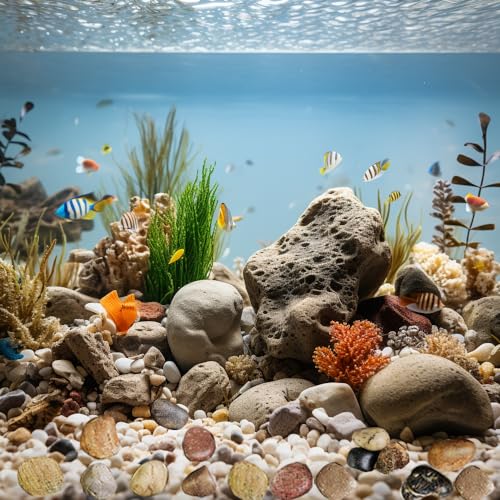 HappyFiller Decorative Natural Pebbles Polished Rocks Stones Mixed Color for Aquarium Gravel,Fish Turtle Tank,Outdoor Indoor Plants Top Dressing,Garden Landscaping,Home Vase Filler Decoration,2 LB - color: Mixed