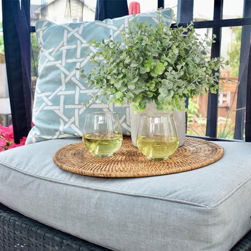 RECUTMS 8 Bundles Artificial Greenery Plants Stems Outdoor Fake Eucalyptus Plants Boxwood Bushes for Summer Spring Farmhouse Office Vase Centerpiece Indoor Graduation Wedding Decoration(Dusty Green)