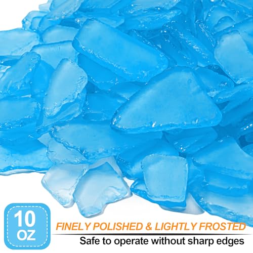 Keedolla Tumbled Sea Glass for Crafts - 10 OZ Sky Blue Seaglass Pieces Flat Frosted for DIY Art Crafts, Vase Filler, Beach Weddings, Aquarium and Home Decor - color: Sky Blue, size: 10 OZ / 0.63 LB
