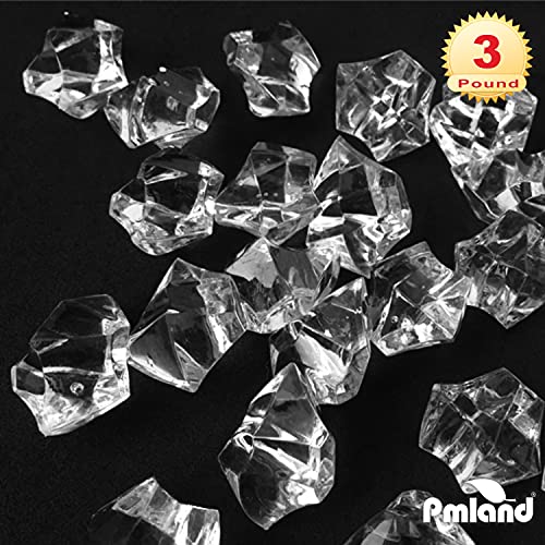 PMLAND 3Lbs Clear Acrylic Ice Rocks – 550 Pieces Bulk Decorative Fake Crushed Ice Gems for Vases Wedding Centerpieces Table Scatter Crafts & Aquarium Decor - color: Clear