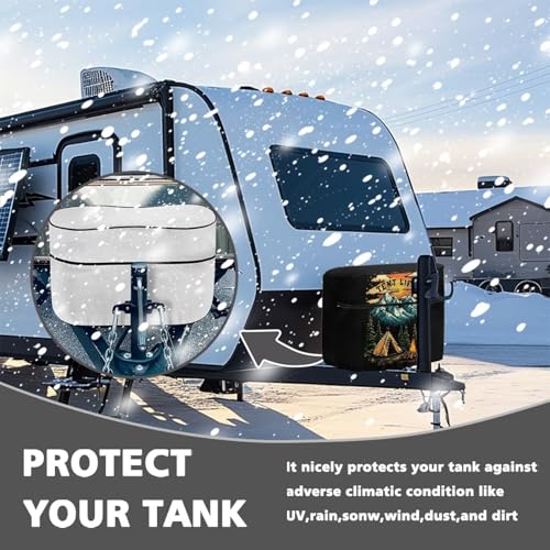 Camping Print Double 20lb RV Propane Tank Cover Weather Resistant Gas Cylinder Cover with Zipper Four Seasons General - color: Camping Print, size: S(20LB)