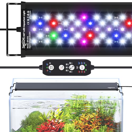 SEAOURA 24/7 Cycle LED Aquarium Plant Light-Full Spectrum Fish Tank Light, Auto On/Off, 24/7 Lighting Modes and DIY Mode, Adjustable Timer/Brightness, for 18 Inch to 24 Inch Planted Tank - size: for 18-24 inch tank