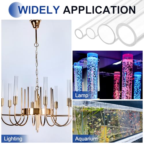 uxcell 3Pcs Clear Rigid Acrylic Pipe, 5mm (0.2") ID x 7mm(0.28") OD 300mm(12") Length Plastic Round Tube PMMA Tubing for Plumbing Lighting Aquarium Tube Water Cooling System - size: 5mm (0.2") ID x 7mm(0.28") OD x 300mm(12") L
