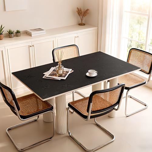Floral Table Cover Protector Table Craft Mat, 24 x 48 Inch Upgraded 2.0mm Thick, Floral PVC Table Top Protector for Dining Room, Waterproof Black Desk Pad Mat, Easy to Wipe & Cut - size: 48" x 24" (Rectangular)