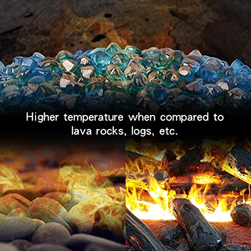 Stanbroil 10-Pound Fire Glass Diamonds - 1/2 inch Luster Fire Glass for Fireplace Fire Pit and Landscaping, Caribbean Blue Luster - color: Caribbean Blue Luster