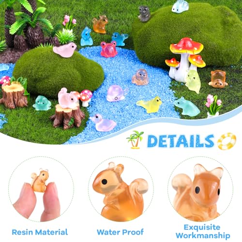 150PCS Random Mini Resin Animals Tiny Figurines Glow in Dark, Miniature Figures to Hide, Little Animal Small Accessories for Topper Garden Dollhouse Landscape Aquarium Ornaments Crafts & Decor - color: Glow in Dark Random Animal-150pcs