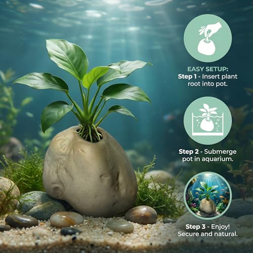 7 Pcs Ceramic Aquarium Plant Pots, Aquarium Plant Holder Cups, Aquatic Planters for Fish Tank Decorations and Live Plant Cultivation