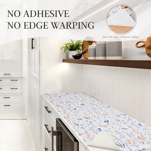 Beautysaid Shelf and Drawer Liner for Kitchen Cabinet, Non Adhesive Non Slip Shelf Paper Waterproof Washable Thickened for Dresser Pantry Shelve Bathroom Protector Liner(Floral,12 in x 10 FT) - color: Floral, size: 12"W x 118"L