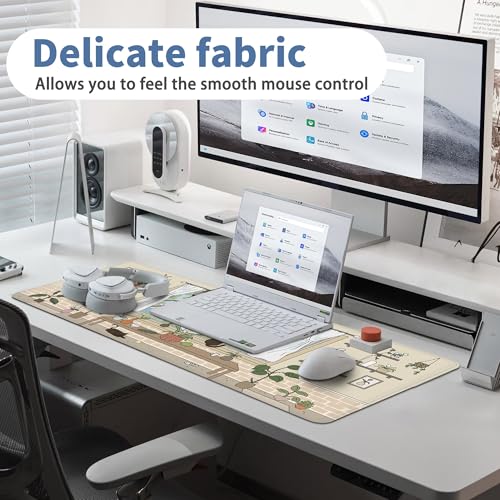 Kawaii Cat Mouse Pad Large Desk Mat Extended Keyboard Mouse Pad Cute Mousepad with Non-Slip Base and Stitched Edge Cat Mouse Mat Desk Pad 31.5 x 11.8 in Mouse Pads for Desk Decor Home Office Gaming - color: Kawaii Cat