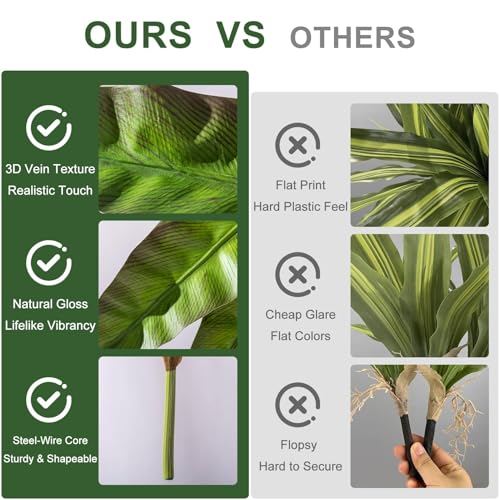 4 Pcs Artificial Greenery Stems Fake Bird Nest Fern Faux Branches Artificial Plants Realistic Fake Dracaena Realistic Plants for Indoor Outdoor Porch Patio Home Office Living Room Decor (Brown Green) - color: Brown Green