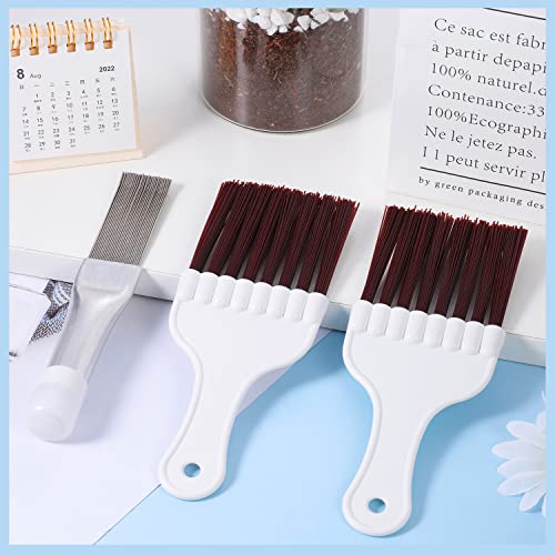 Pimoys 3 in 1 Set Air Conditioner Condenser Fin Comb, 1 Coil Cleaner Stainless Steel Fin Comb with 2 Evaporator Radiator Cleaning Whisk Brush