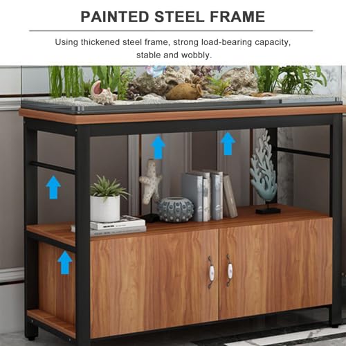 55-75 Gallon Fish Tank Stand, Metal Frame Aquarium Stands, with Shelves and Storage Cabinet for Fish Tank Accessories Storage, for Home Office White frame + white 100x45x70cm - color: White frame + white, size: 100x45x70cm