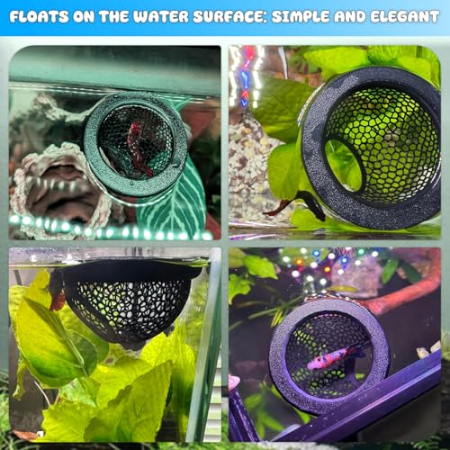 Floating Betta Hide & Shrimp Cave – 3D Printed Aquarium Decor, Multi-Functional Hammock, Feeding Ring & Safe Resting Spot for Betta, Shrimp & Small Fish (PLA, Eco-Safe) - color: Black