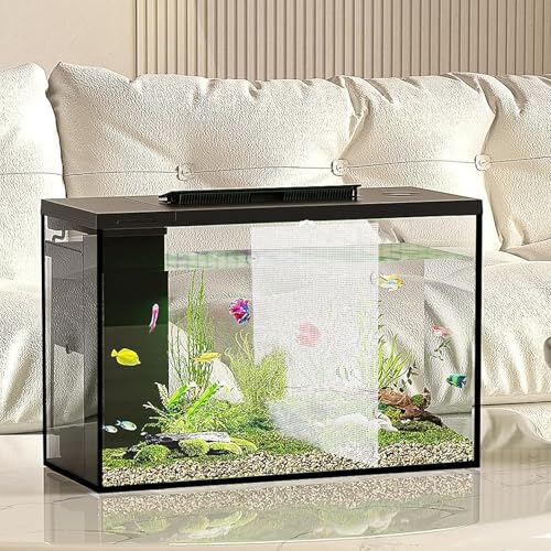 2 Sets Fish Tank Divider with Self-Adhesive Hook and Ties, Plastic Cuttable Aquarium Grid Plate DIY Adjustable Fish Separator Accessories 13 x 17.3 Inch (Large)